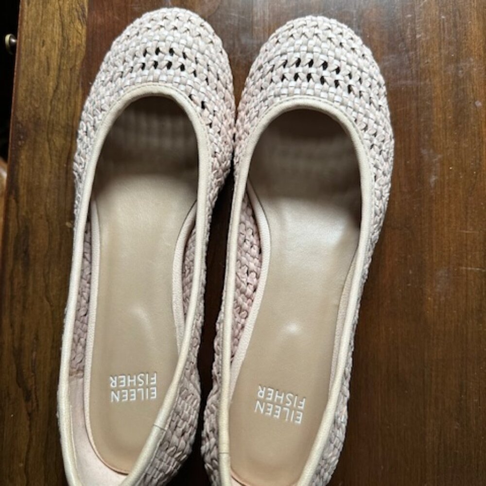 Eileen Fisher weave leather / Hidden Wedge Shoes - Picture 2 of 4